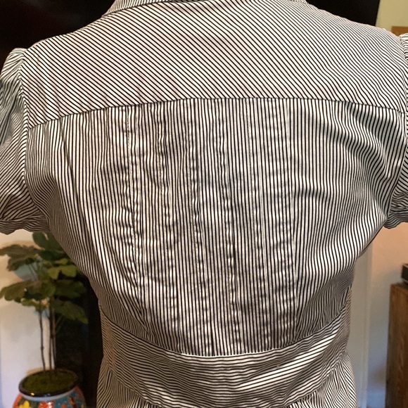 INC striped button down blouse with rhinestone buttons - Picture 4 of 8